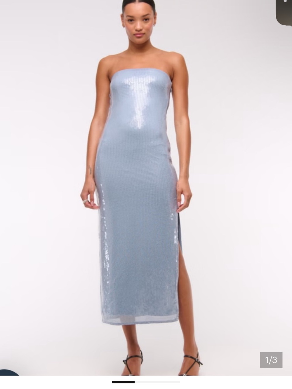 Abercrombie & Fitch Strapless Sequined Light Blue Dress w/ attachable straps